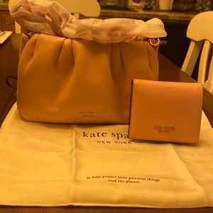 Puffy leather crossbody and chain wristlet  with matching wallet